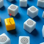 The arrow hit the highlighted yellow target. Advertising, marketing and targeting