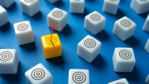 The arrow hit the highlighted yellow target. Advertising, marketing and targeting